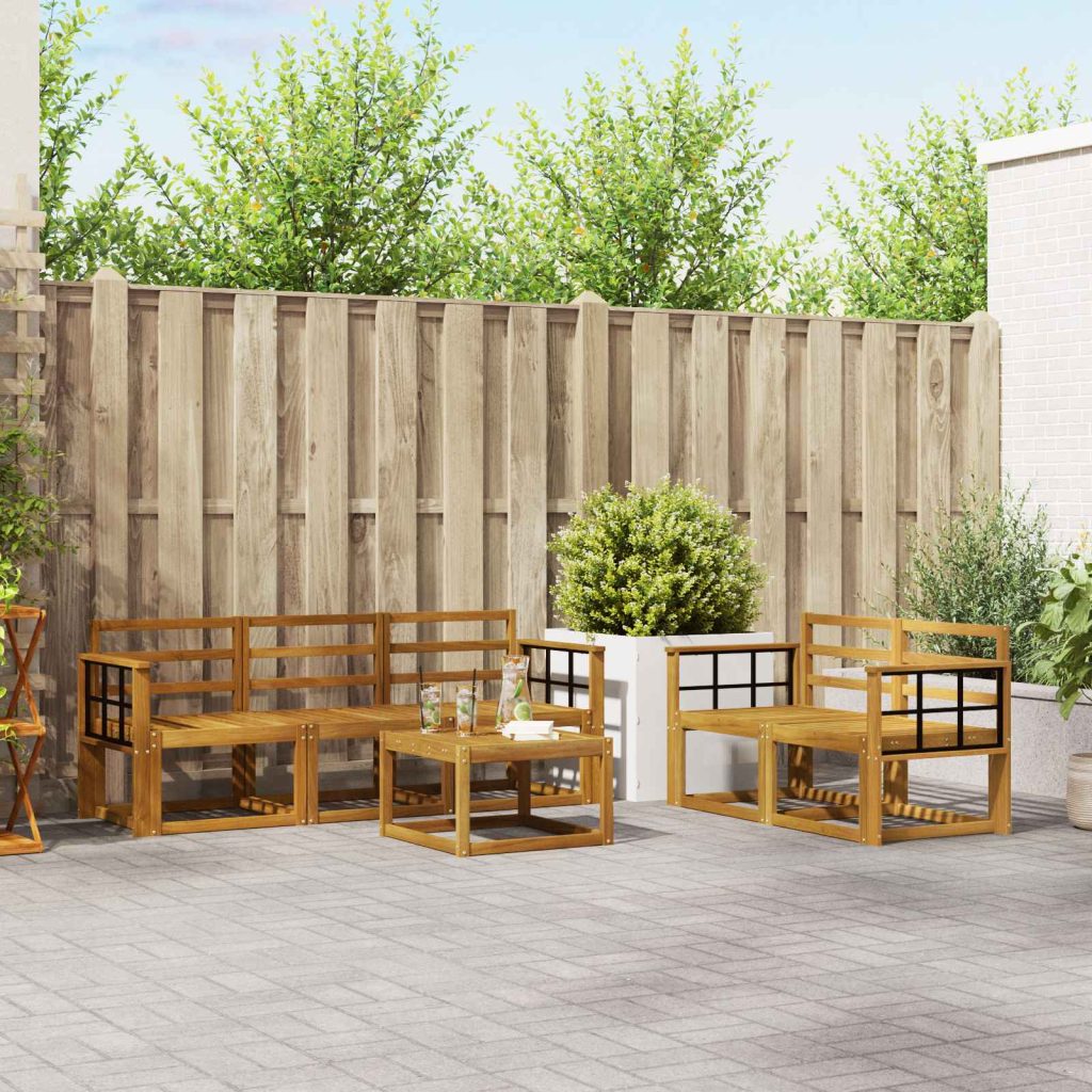 Ulkosohvakokoelma 6 pcs Luonnollinen Tiheä akasiapuu