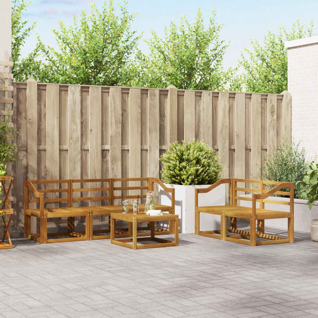 Ulkosohvakokoelma 6 pcs Luonnollinen Tiheä akasiapuu