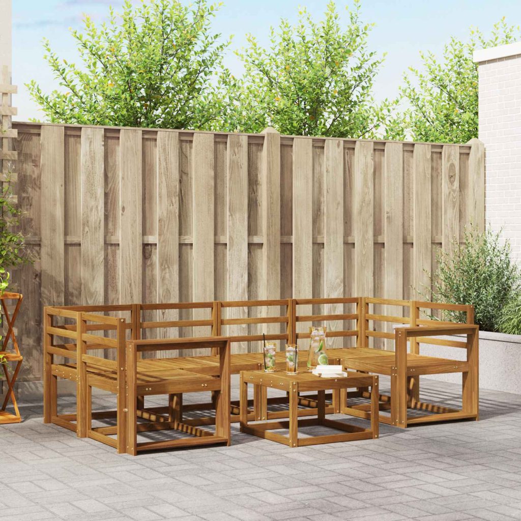 Ulkosohvakokoelma 7 pcs Luonnollinen Tiheä akasiapuu