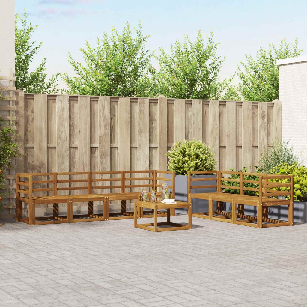 Ulkosohvakokoelma 8 pcs Luonnollinen Tiheä akasiapuu