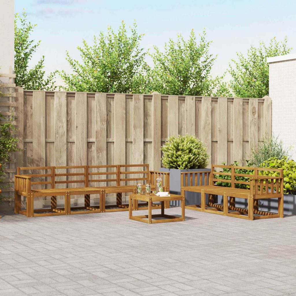 Ulkosohvakokoelma 8 pcs Luonnollinen Tiheä akasiapuu