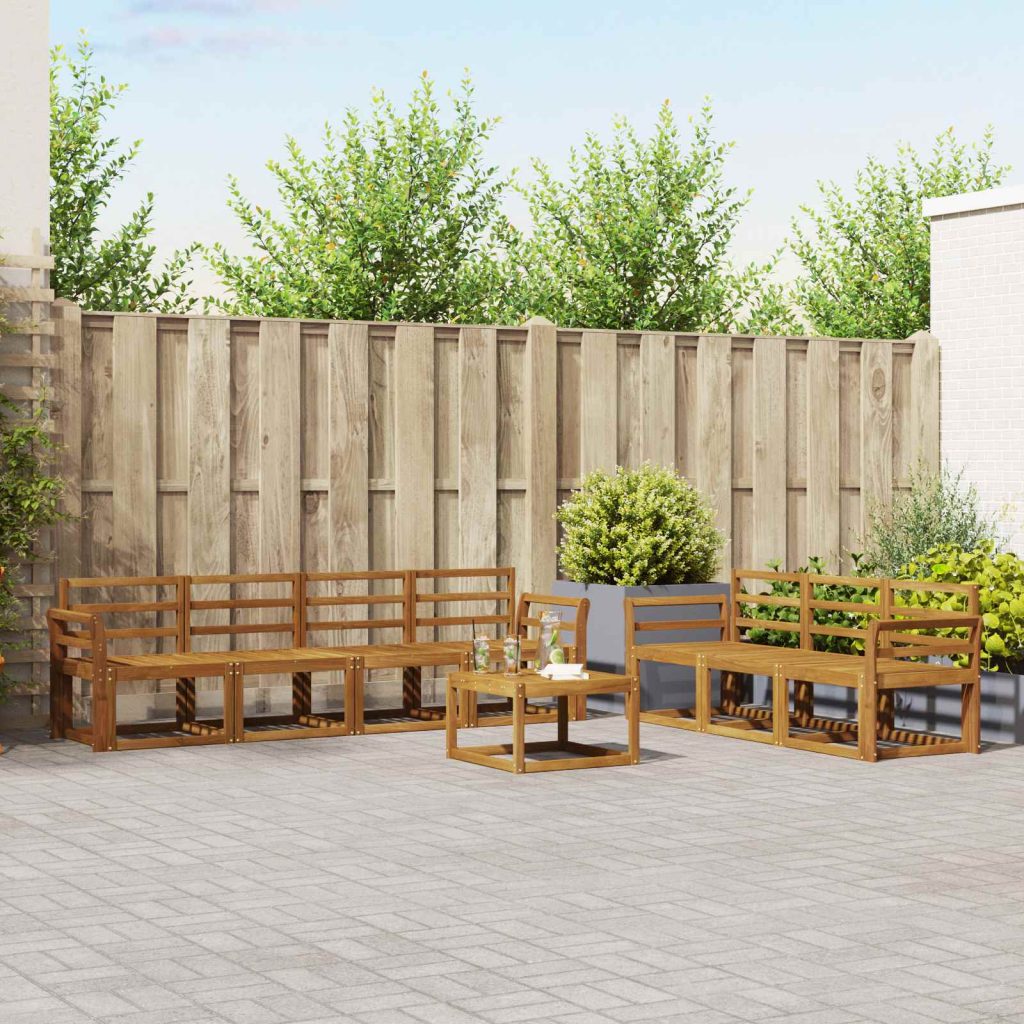 Ulkosohvakokoelma 8 pcs Luonnollinen Tiheä akasiapuu