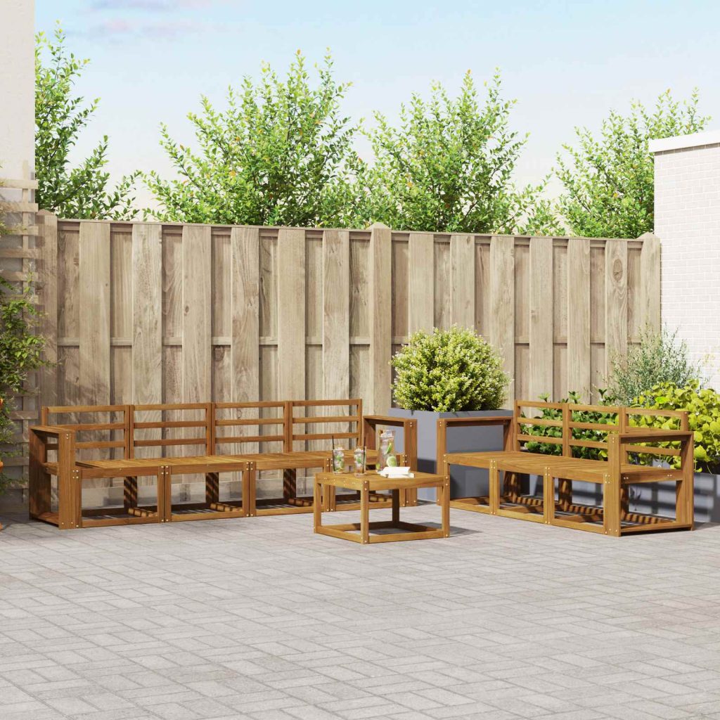 Ulkosohvakokoelma 8 pcs Luonnollinen Tiheä akasiapuu