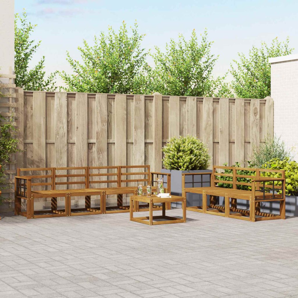 Ulkosohvakokoelma 8 pcs Luonnollinen Tiheä akasiapuu