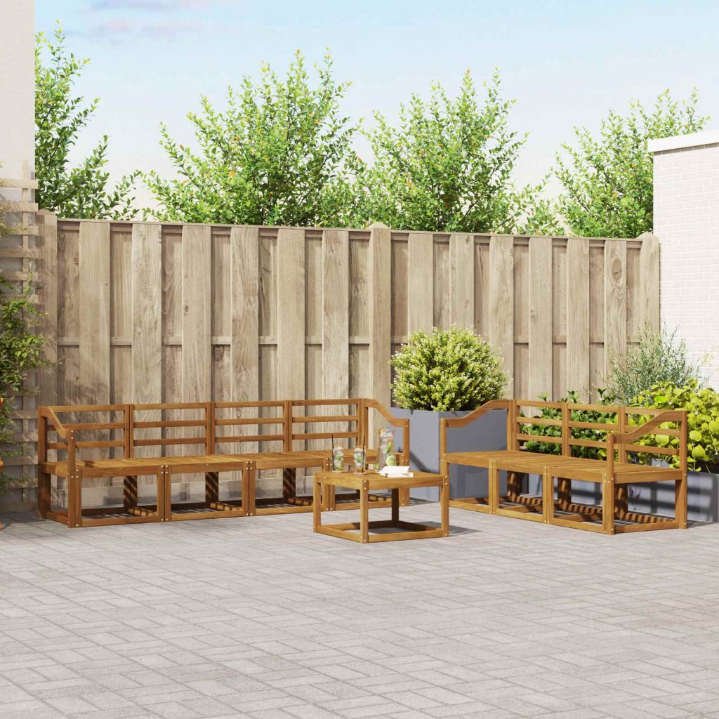 Ulkosohvakokoelma 8 pcs Luonnollinen Tiheä akasiapuu