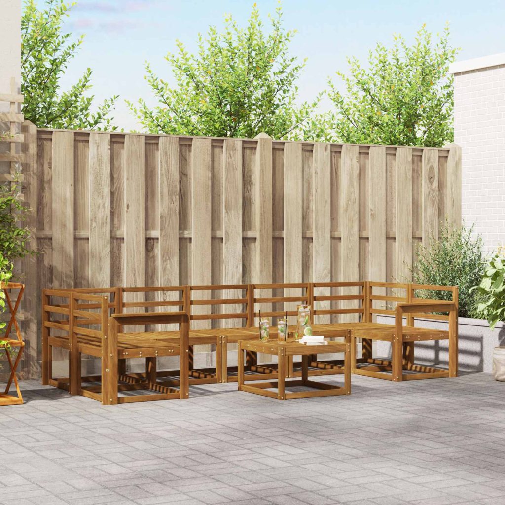 Ulkosohvakokoelma 8 pcs Luonnollinen Tiheä akasiapuu