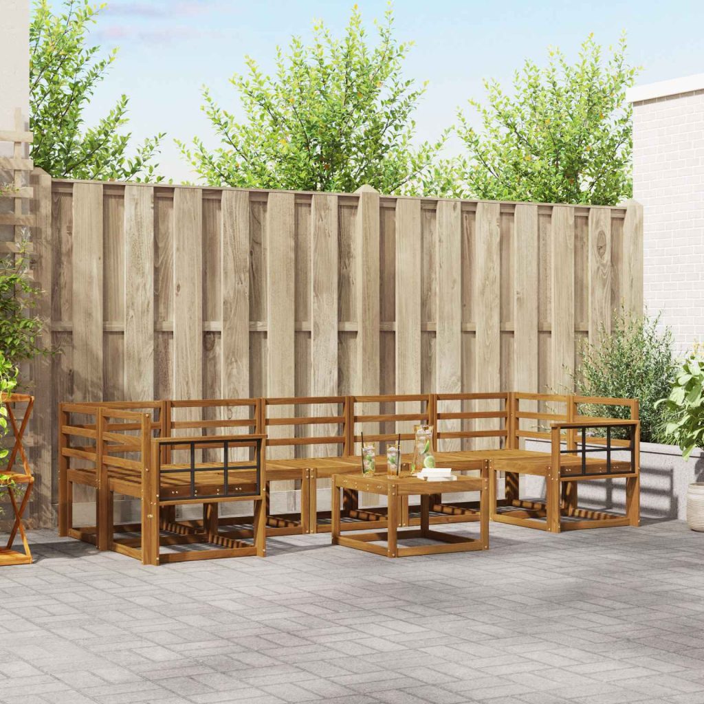 Ulkosohvakokoelma 8 pcs Luonnollinen Tiheä akasiapuu