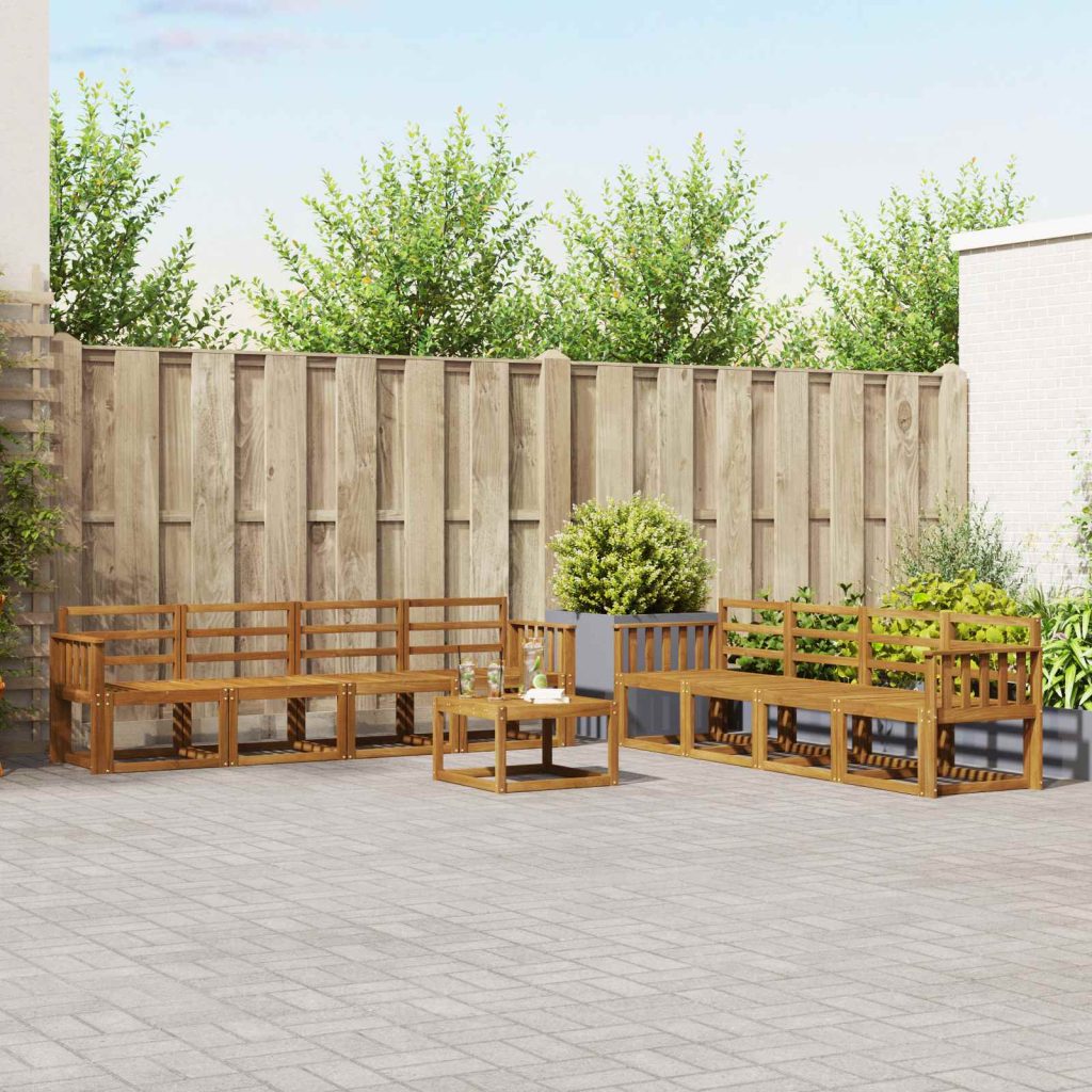 Ulkosohvakokoelma 9 pcs Luonnollinen Tiheä akasiapuu