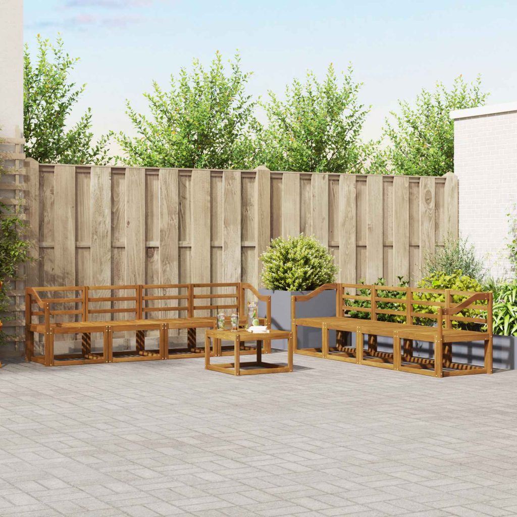 Ulkosohvakokoelma 9 pcs Luonnollinen Tiheä akasiapuu