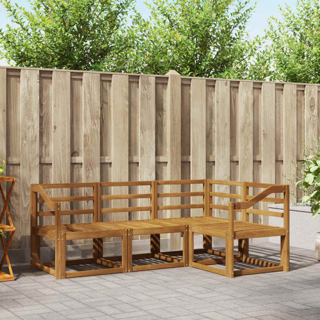 Ulkosohvakokoelma 4 pcs Luonnollinen Tiheä akasiapuu