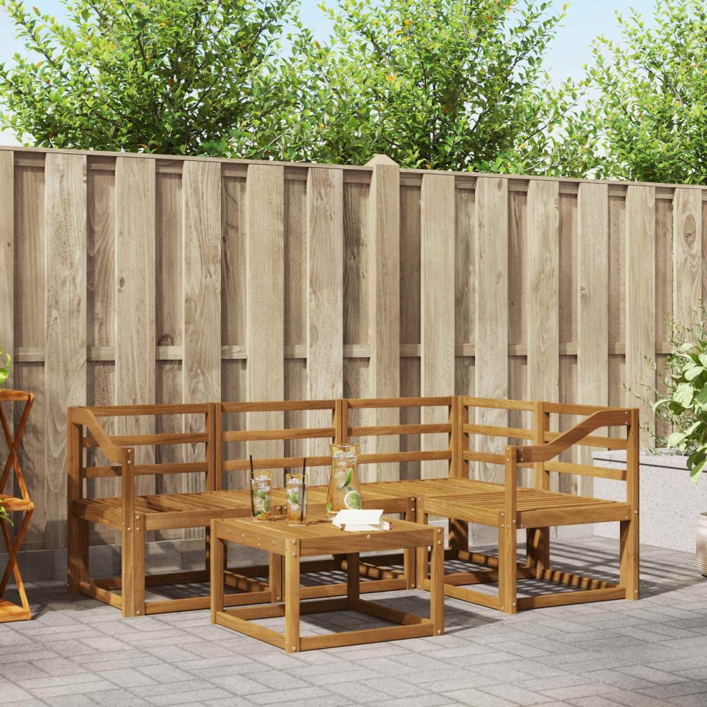 Ulkosohvakokoelma 5 pcs Luonnollinen Tiheä akasiapuu