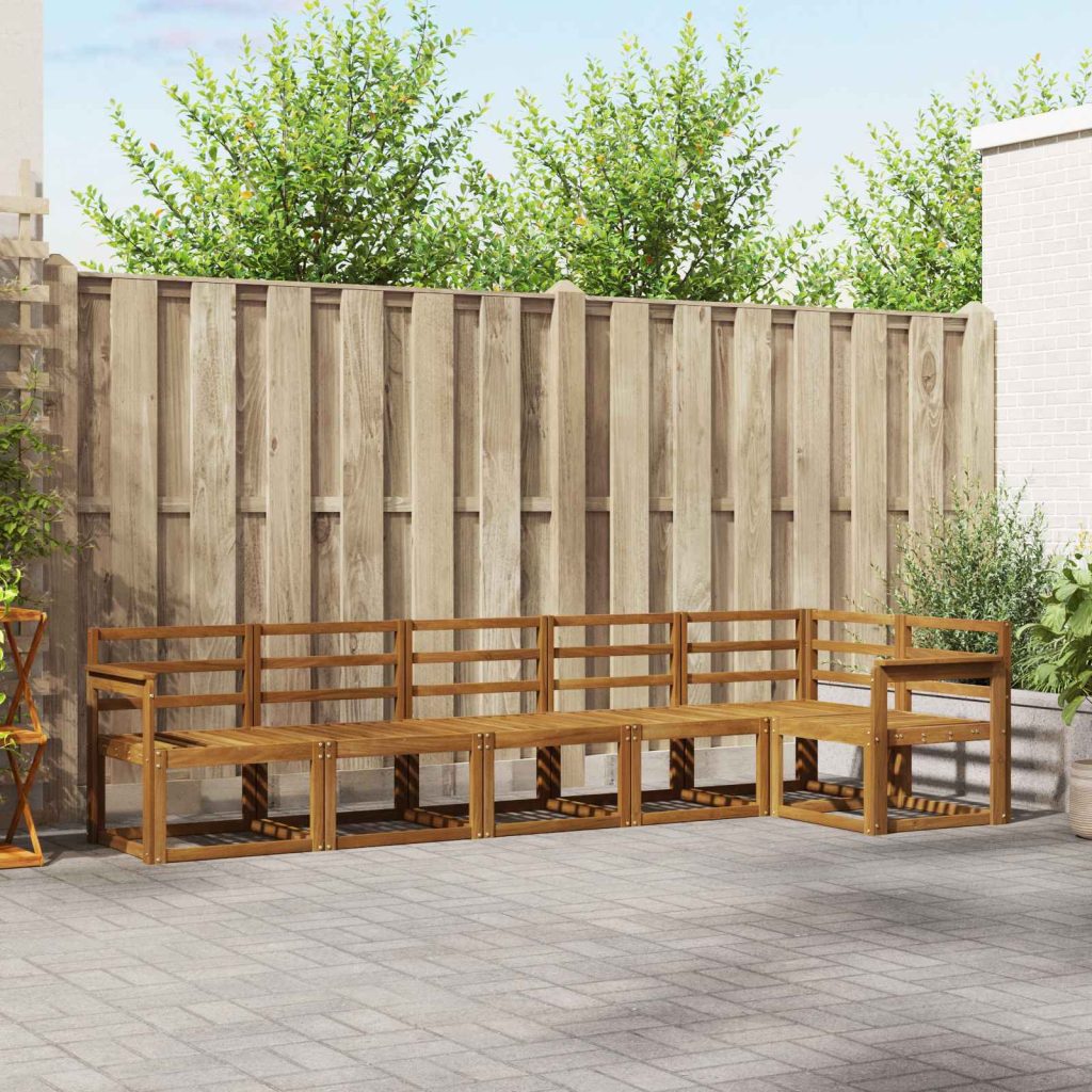 Ulkosohvakokoelma 6 pcs Luonnollinen Tiheä akasiapuu