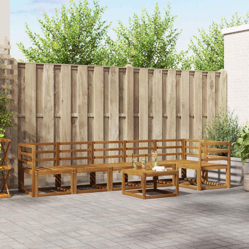 Ulkosohvakokoelma 7 pcs Luonnollinen Tiheä akasiapuu