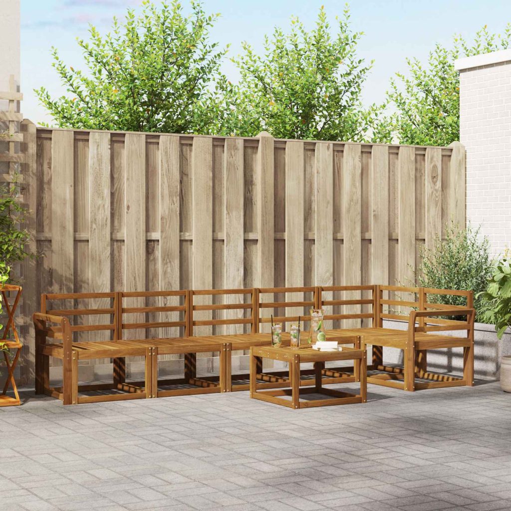 Ulkosohvakokoelma 7 pcs Luonnollinen Tiheä akasiapuu