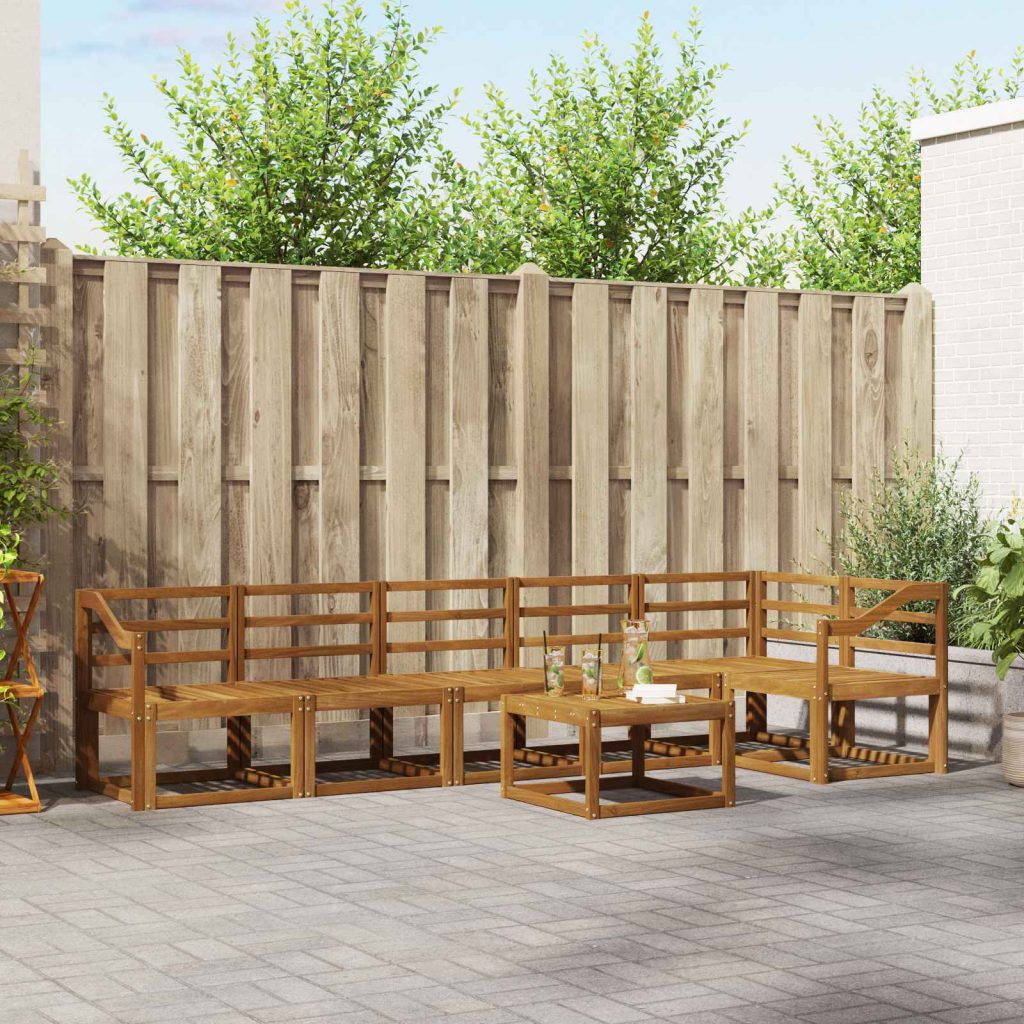 Ulkosohvakokoelma 7 pcs Luonnollinen Tiheä akasiapuu