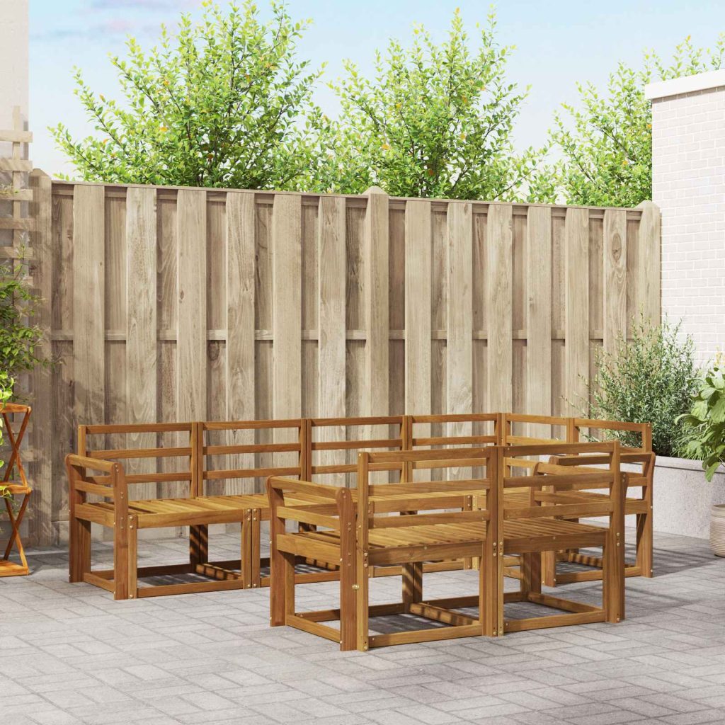 Ulkosohvakokoelma 7 pcs Luonnollinen Tiheä akasiapuu