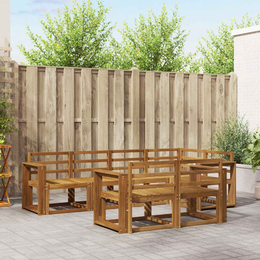 Ulkosohvakokoelma 7 pcs Luonnollinen Tiheä akasiapuu