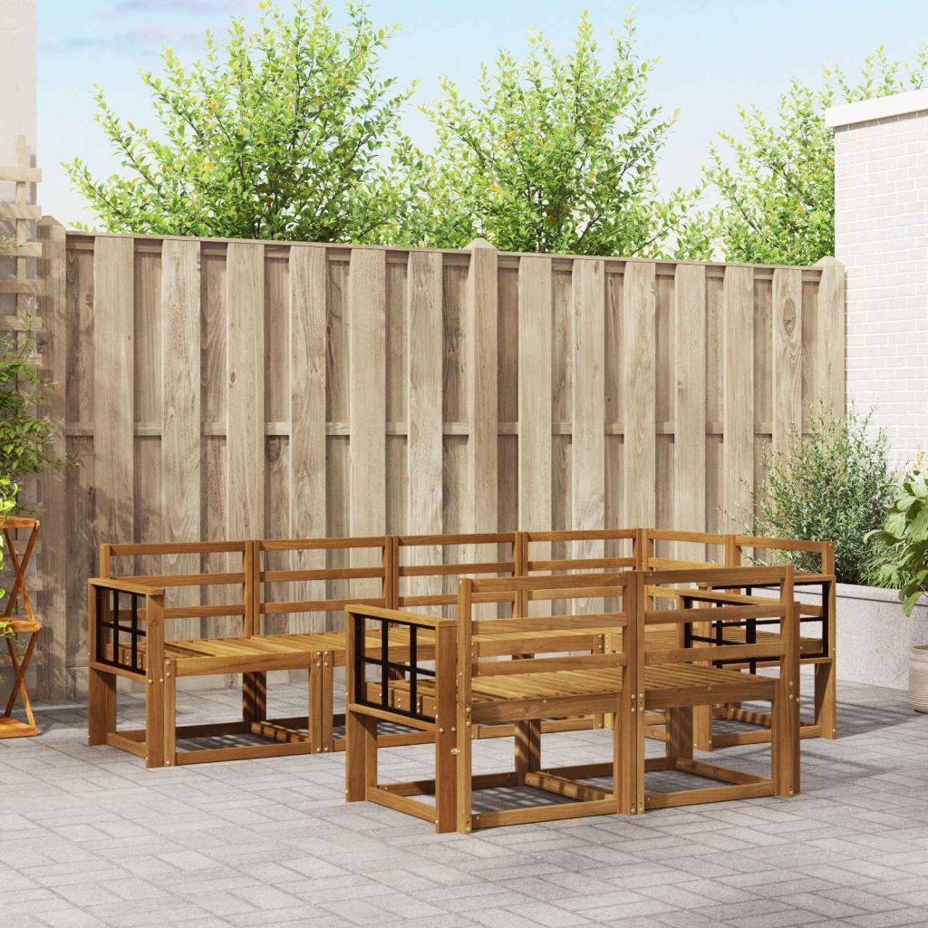 Ulkosohvakokoelma 7 pcs Luonnollinen Tiheä akasiapuu