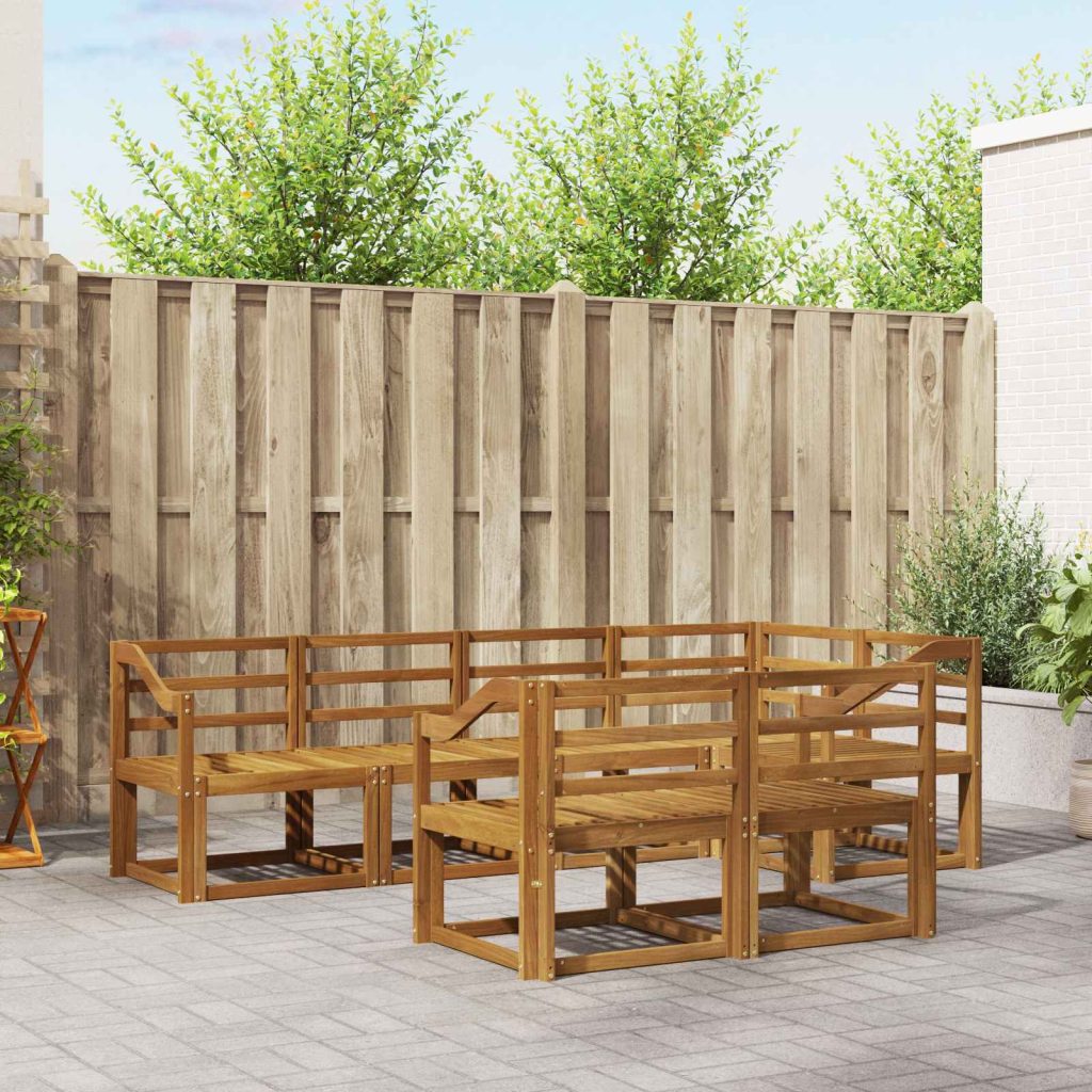 Ulkosohvakokoelma 7 pcs Luonnollinen Tiheä akasiapuu