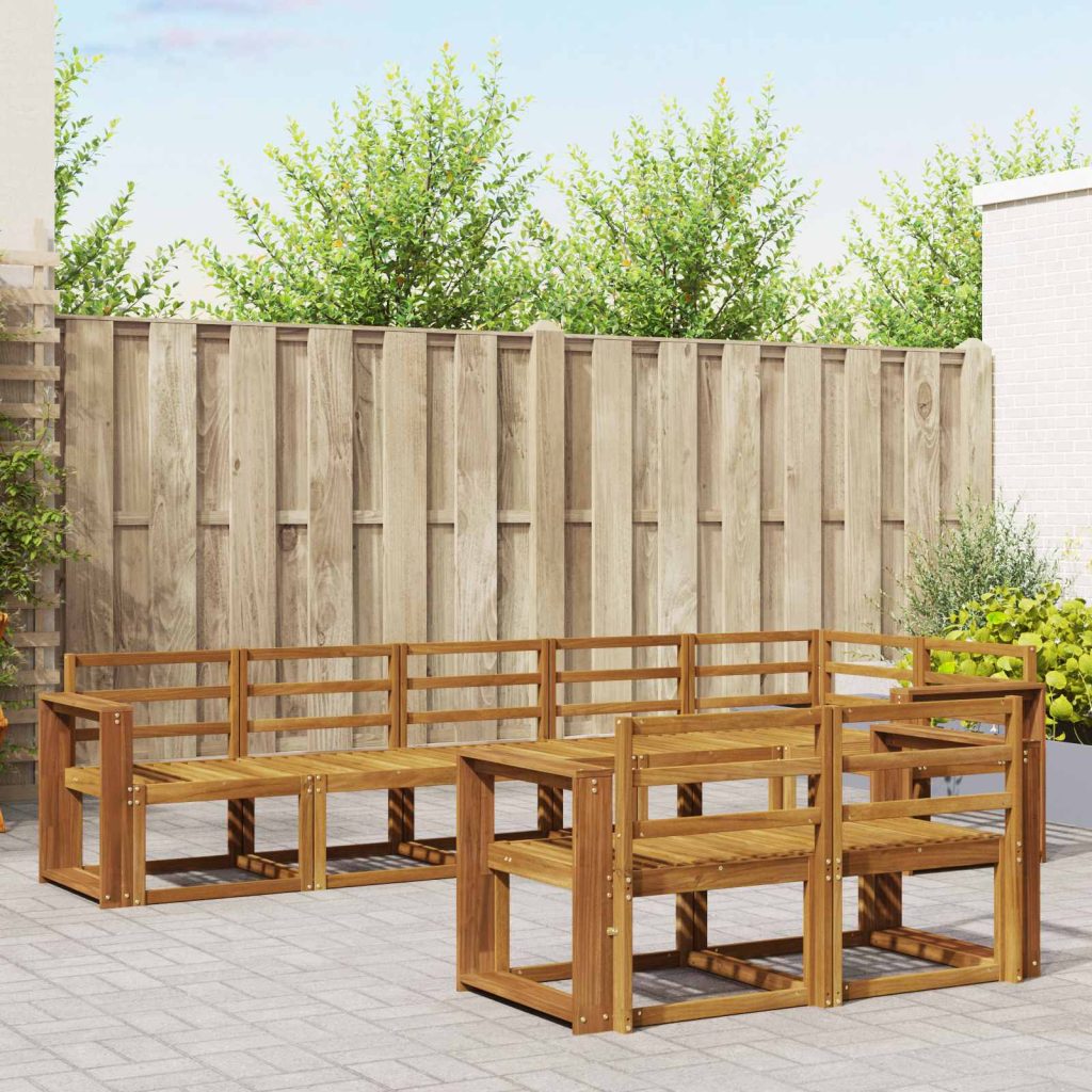 Ulkosohvakokoelma 8 pcs Luonnollinen Tiheä akasiapuu