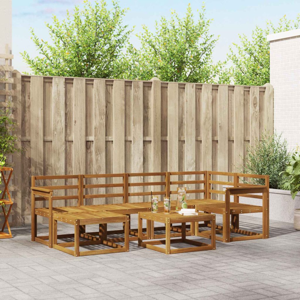 Ulkosohvakokoelma 7 pcs Luonnollinen Tiheä akasiapuu