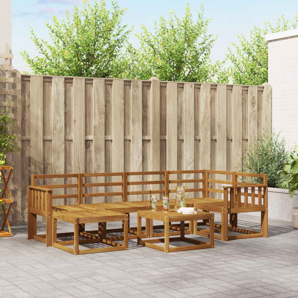 Ulkosohvakokoelma 7 pcs Luonnollinen Tiheä akasiapuu