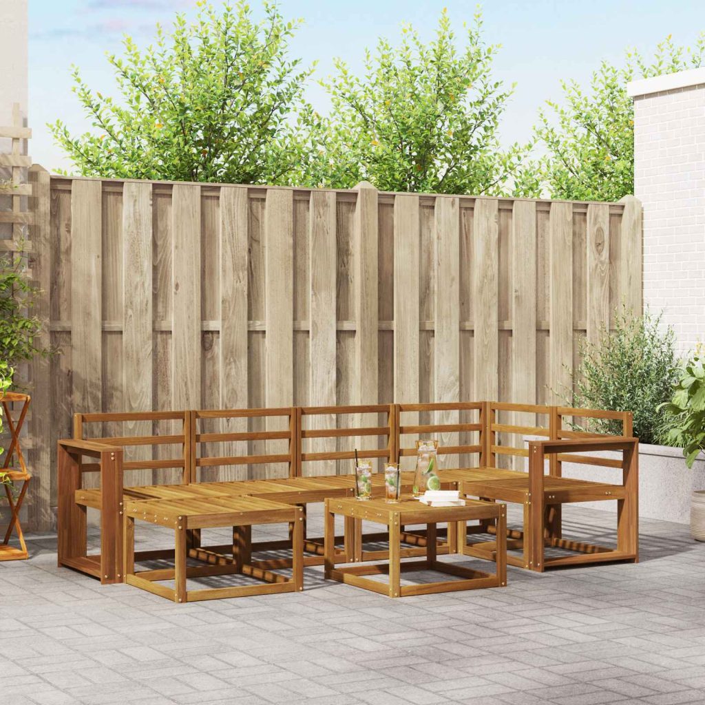 Ulkosohvakokoelma 7 pcs Luonnollinen Tiheä akasiapuu