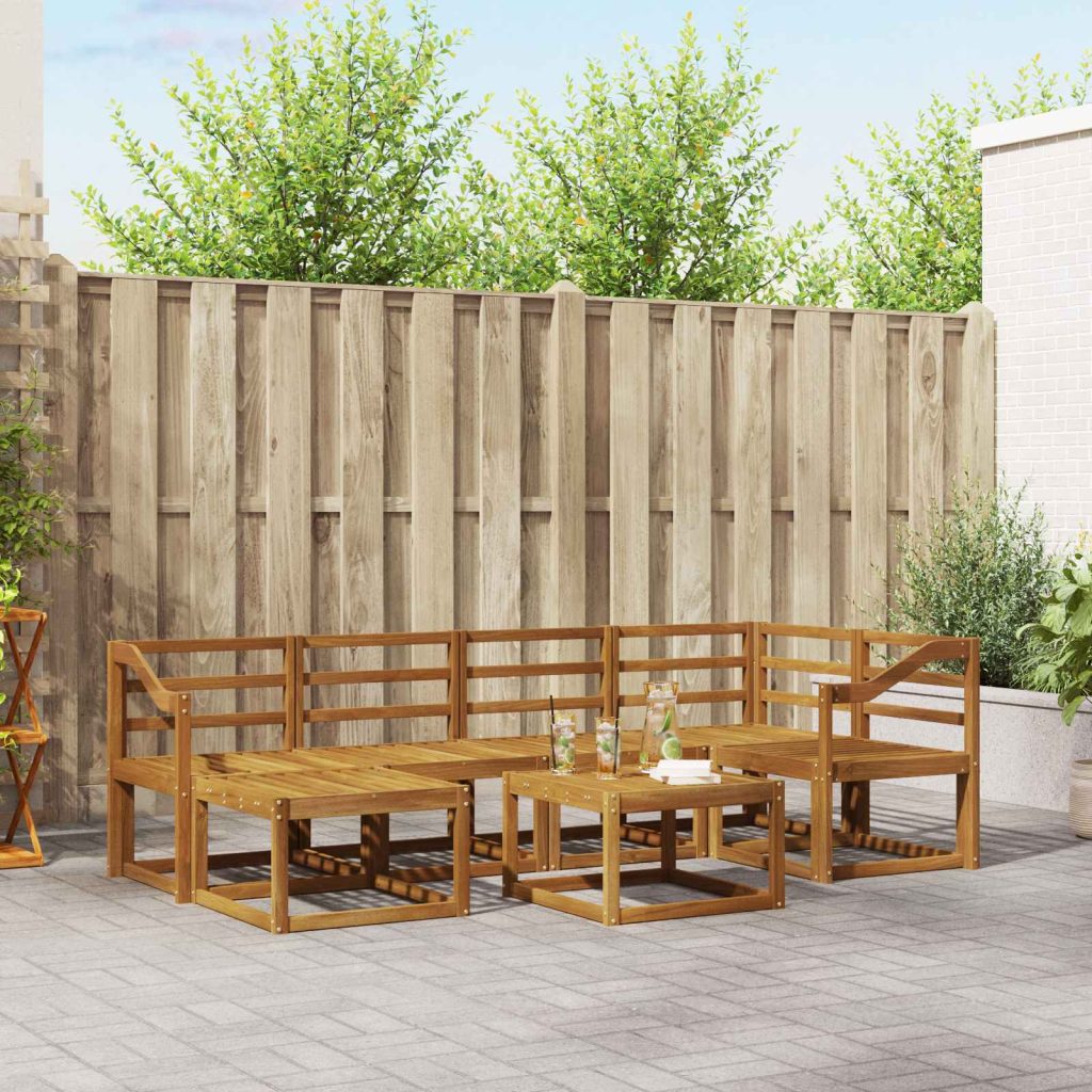 Ulkosohvakokoelma 7 pcs Luonnollinen Tiheä akasiapuu