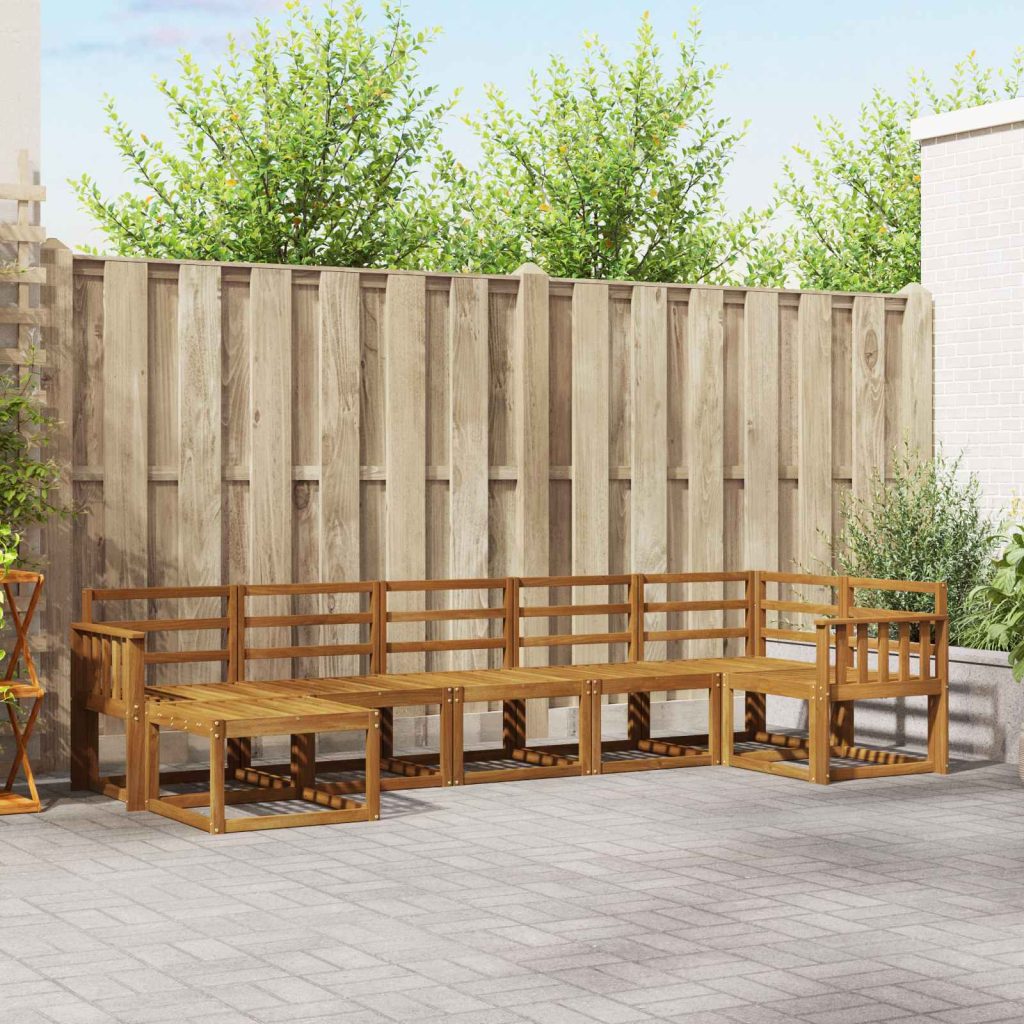 Ulkosohvakokoelma 7 pcs Luonnollinen Tiheä akasiapuu