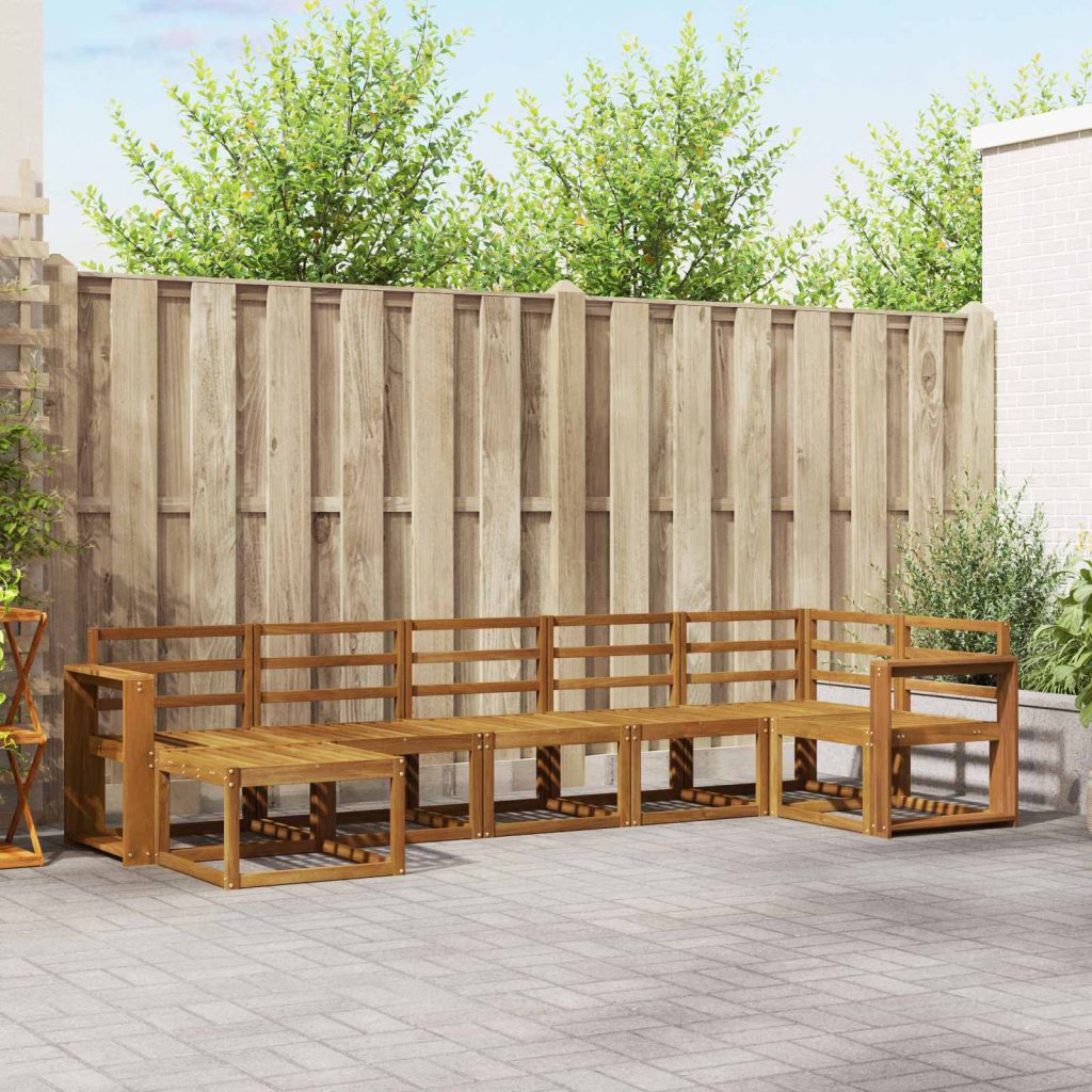 Ulkosohvakokoelma 7 pcs Luonnollinen Tiheä akasiapuu