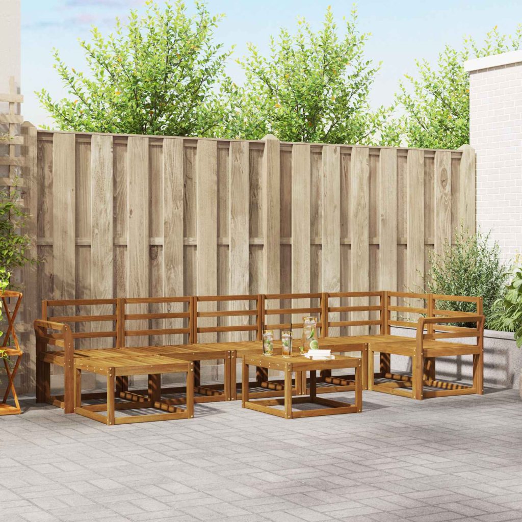 Ulkosohvakokoelma 8 pcs Luonnollinen Tiheä akasiapuu