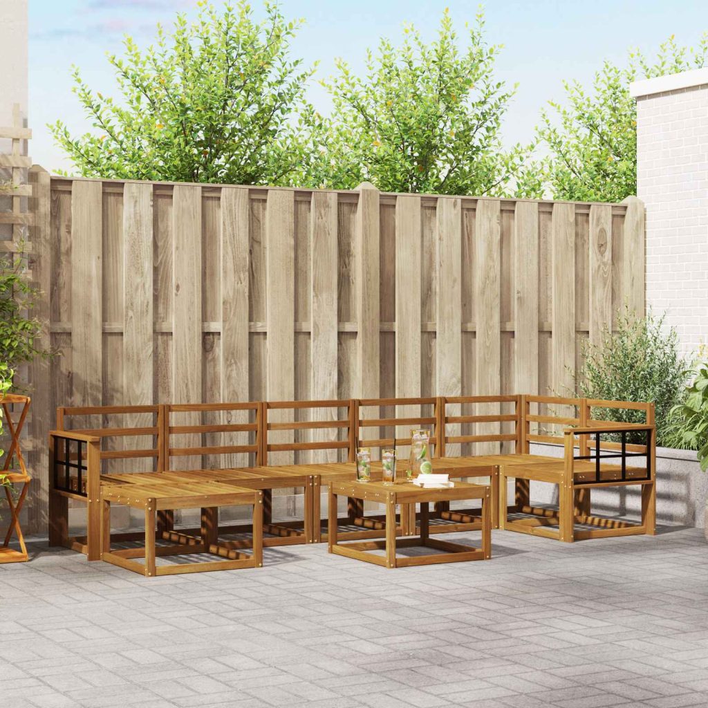 Ulkosohvakokoelma 8 pcs Luonnollinen Tiheä akasiapuu