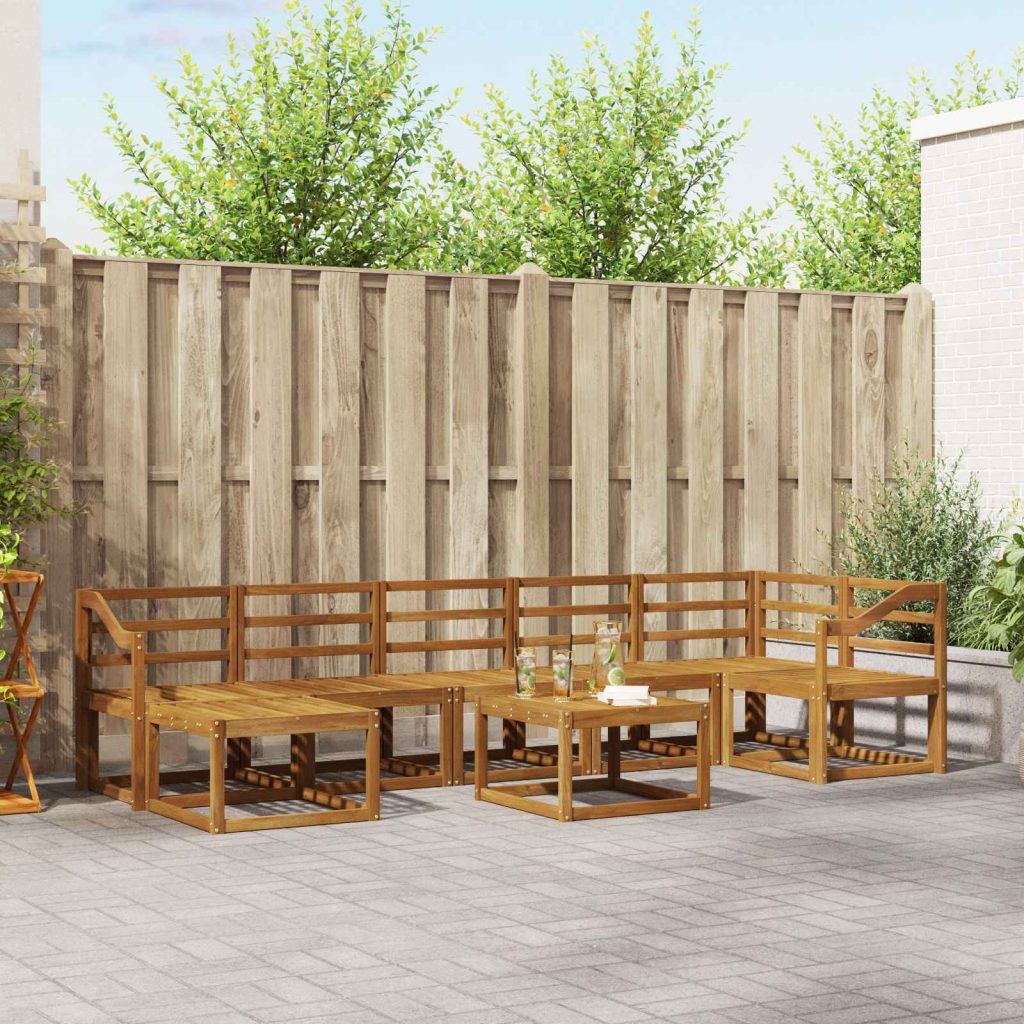 Ulkosohvakokoelma 8 pcs Luonnollinen Tiheä akasiapuu