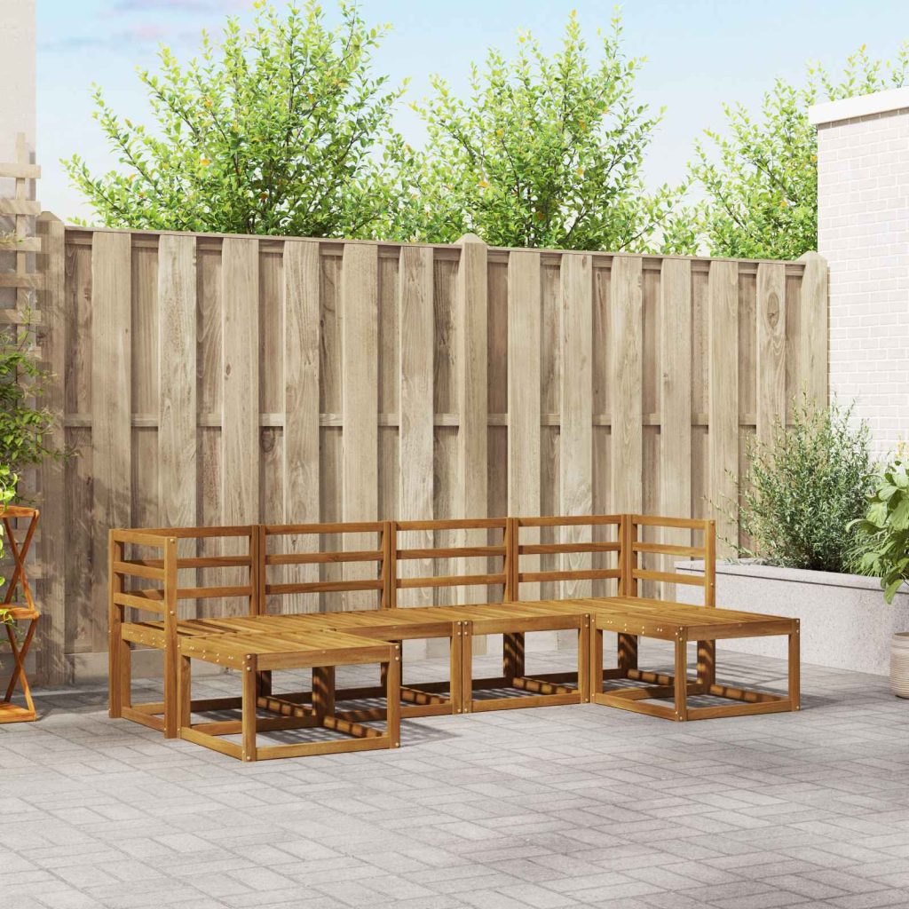 Ulkosohvakokoelma 6 pcs Luonnollinen Tiheä akasiapuu