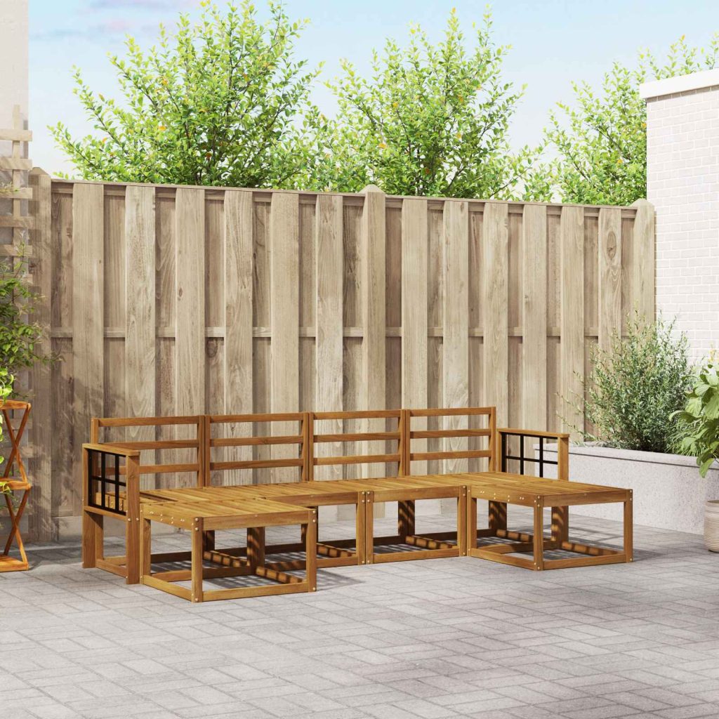 Ulkosohvakokoelma 6 pcs Luonnollinen Tekninen puu