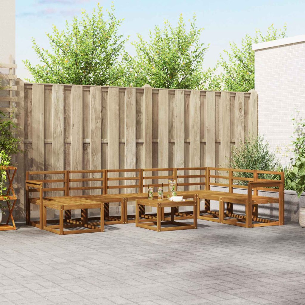 Ulkosohvakokoelma 9 pcs Luonnollinen Tiheä akasiapuu