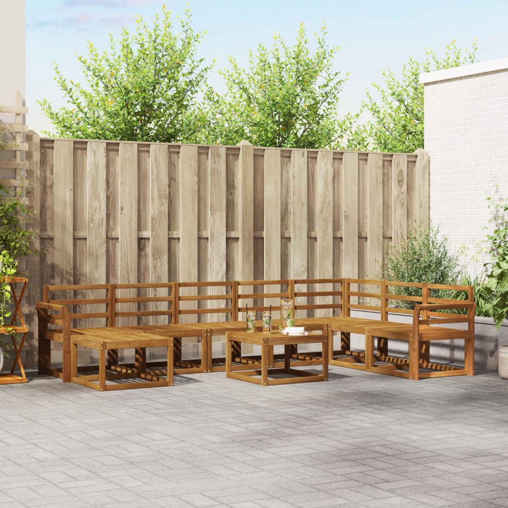 Ulkosohvakokoelma 9 pcs Luonnollinen Tiheä akasiapuu