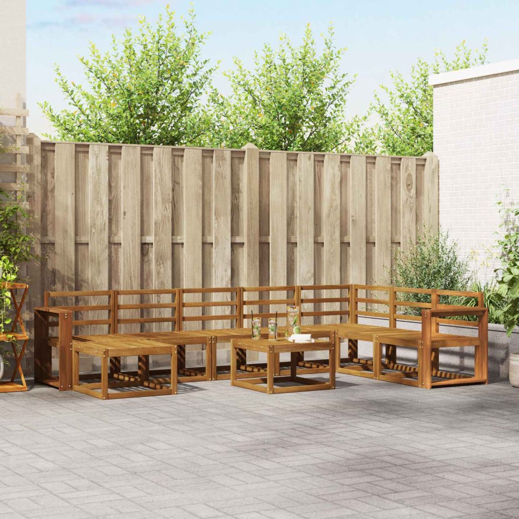 Ulkosohvakokoelma 9 pcs Luonnollinen Tiheä akasiapuu