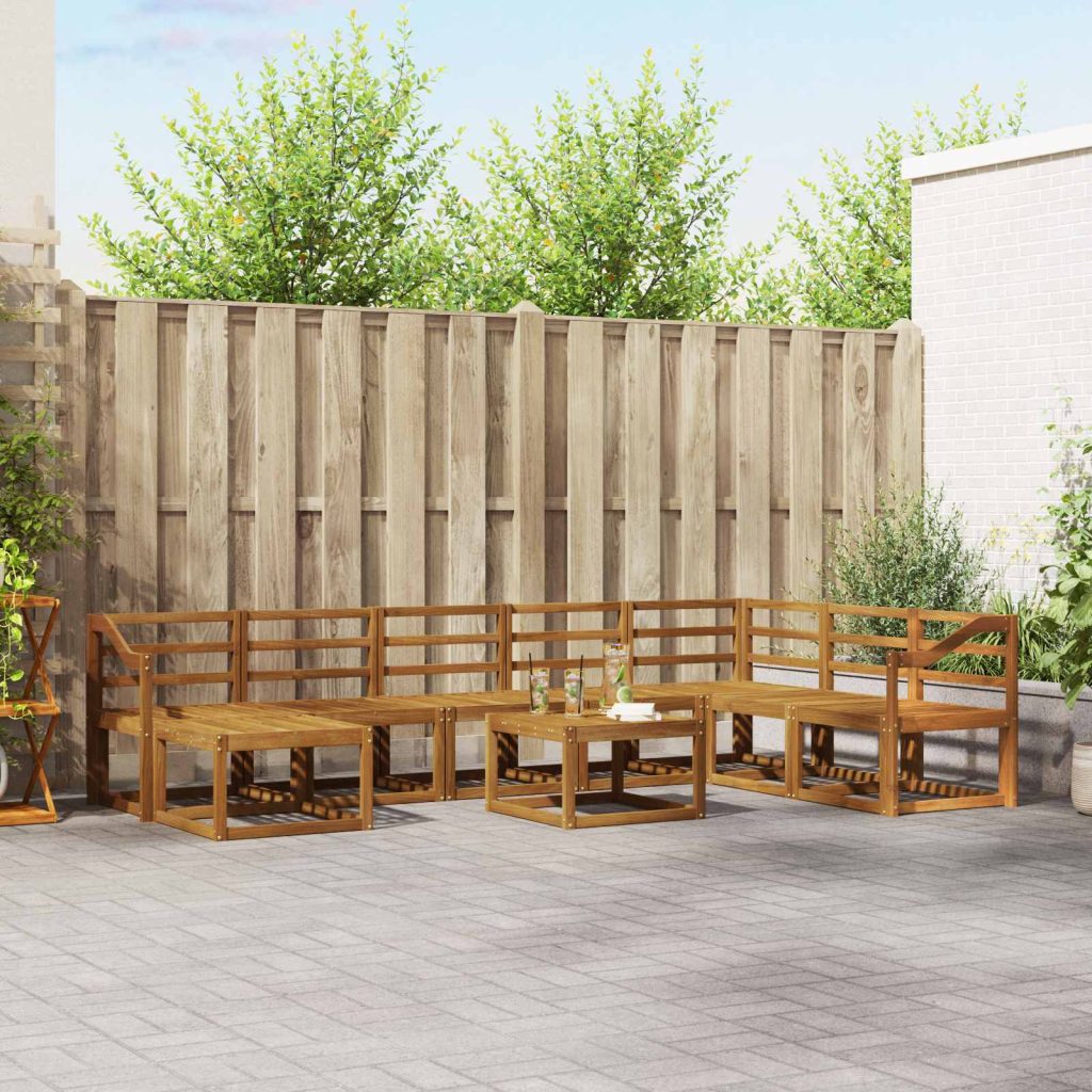 Ulkosohvakokoelma 9 pcs Luonnollinen Tiheä akasiapuu