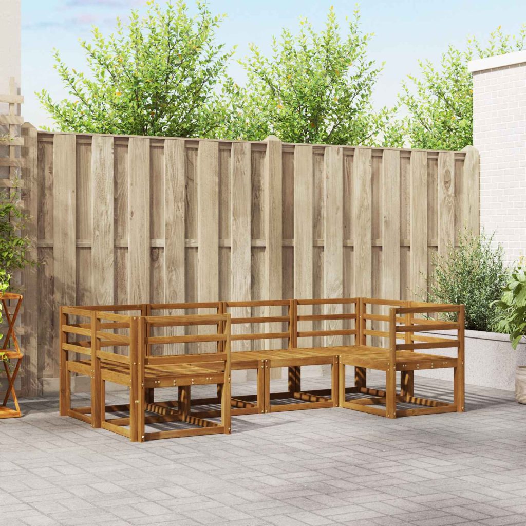 Ulkosohvakokoelma 6 pcs Luonnollinen Tiheä akasiapuu