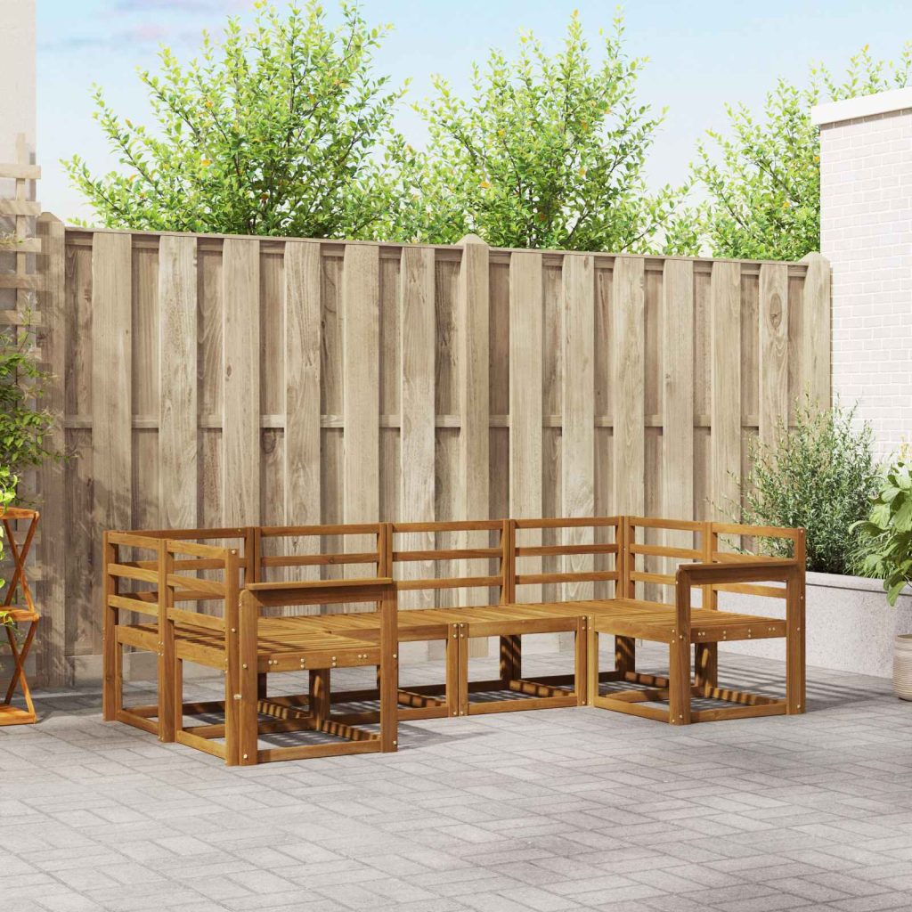 Ulkosohvakokoelma 6 pcs Luonnollinen Tiheä akasiapuu