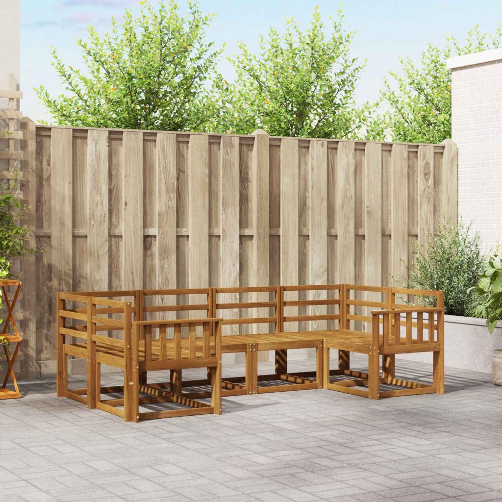 Ulkosohvakokoelma 6 pcs Luonnollinen Tiheä akasiapuu