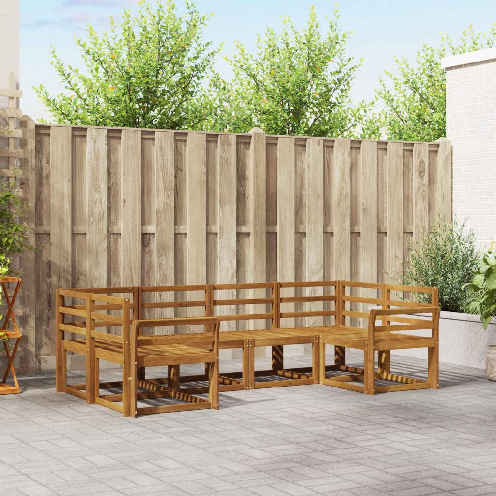 Ulkosohvakokoelma 6 pcs Luonnollinen Tiheä akasiapuu