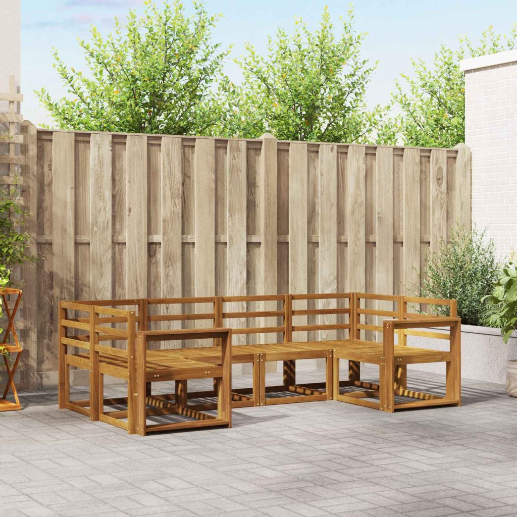 Ulkosohvakokoelma 6 pcs Luonnollinen Tiheä akasiapuu