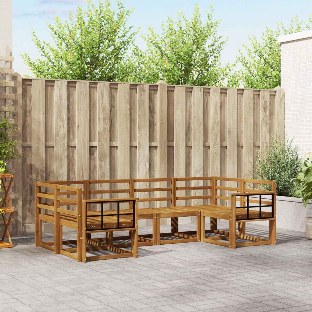 Ulkosohvakokoelma 6 pcs Luonnollinen Tiheä akasiapuu