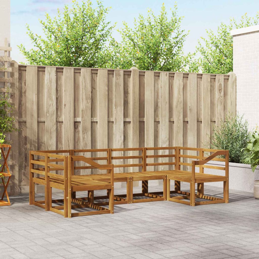 Ulkosohvakokoelma 6 pcs Luonnollinen Tiheä akasiapuu