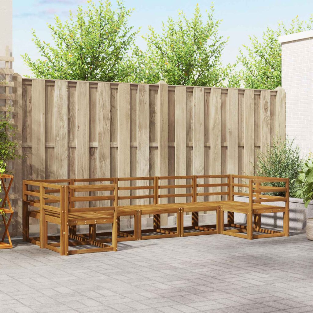 Ulkosohvakokoelma 7 pcs Luonnollinen Tiheä akasiapuu