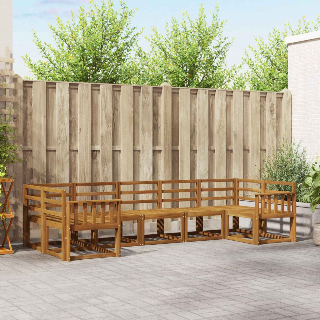 Ulkosohvakokoelma 7 pcs Luonnollinen Tiheä akasiapuu