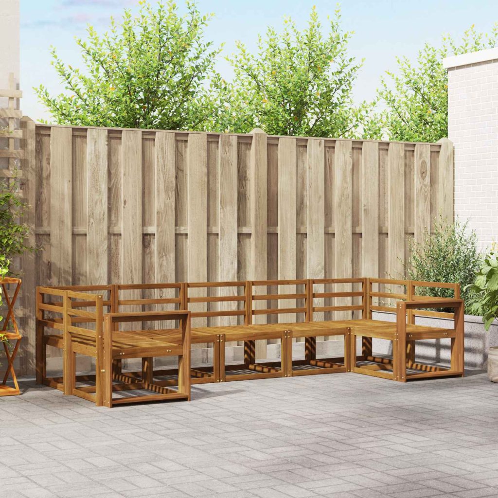 Ulkosohvakokoelma 7 pcs Luonnollinen Tiheä akasiapuu