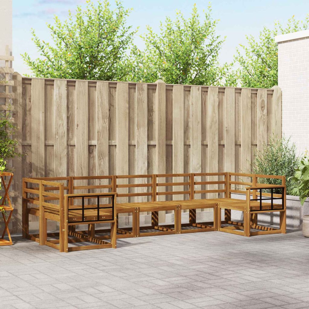 Ulkosohvakokoelma 7 pcs Luonnollinen Tiheä akasiapuu